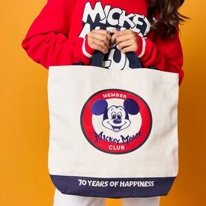 Disney Mickey Mouse Member Club 70th Anniversary Canvas Tote 🆕